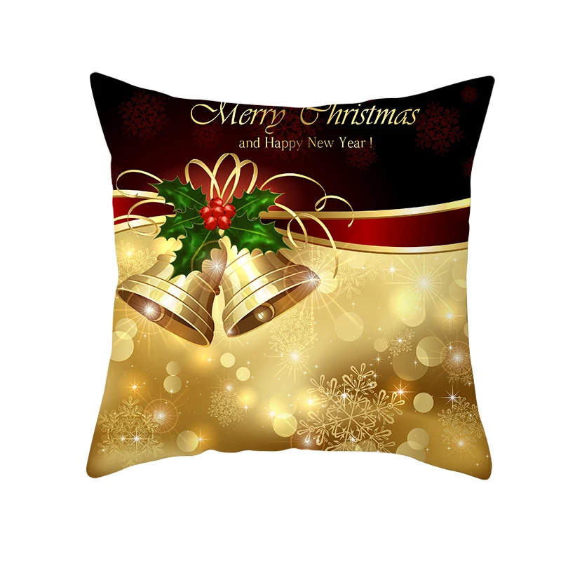 Fuwatacchi Gold Merry Christmas Cushion Cover New Year Gift Throw Pillow Covers for Home Sofa Decorative Pillowcases 45*45cm - Цвет: PC11962