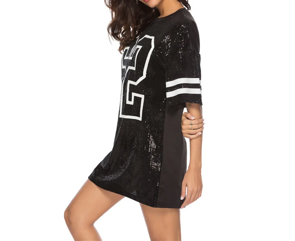 Женские Клубные платья с блестками футболка платье размера плюс свободные