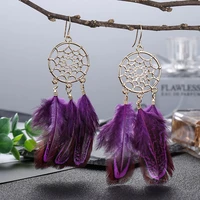 bohemian feather tassel earrings for women ohrringe vintage dreamcatcher statement earrings kolczyki boho summer jewelry