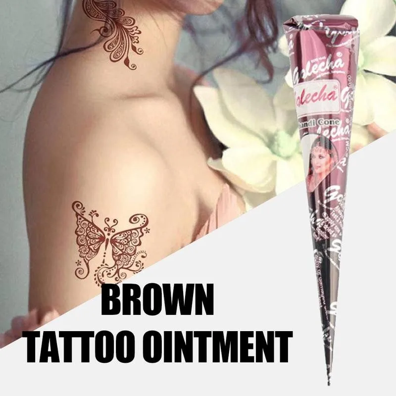 1 шт татуировки рука окрашенный крем коричневый хны завода тату порошок