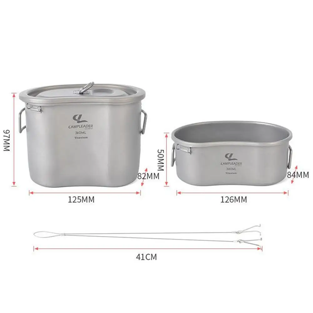

DishyKooker Outdoor Camping Foldable Titanium Lunch Box Instant Noodle Bowl with Cover Tableware Two-piece Set