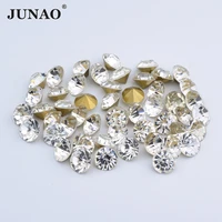 junao ss6 10 12 16 20 30 39 clear color pointback rhinestones glass crystal strass round nail art decorative stones for clothes