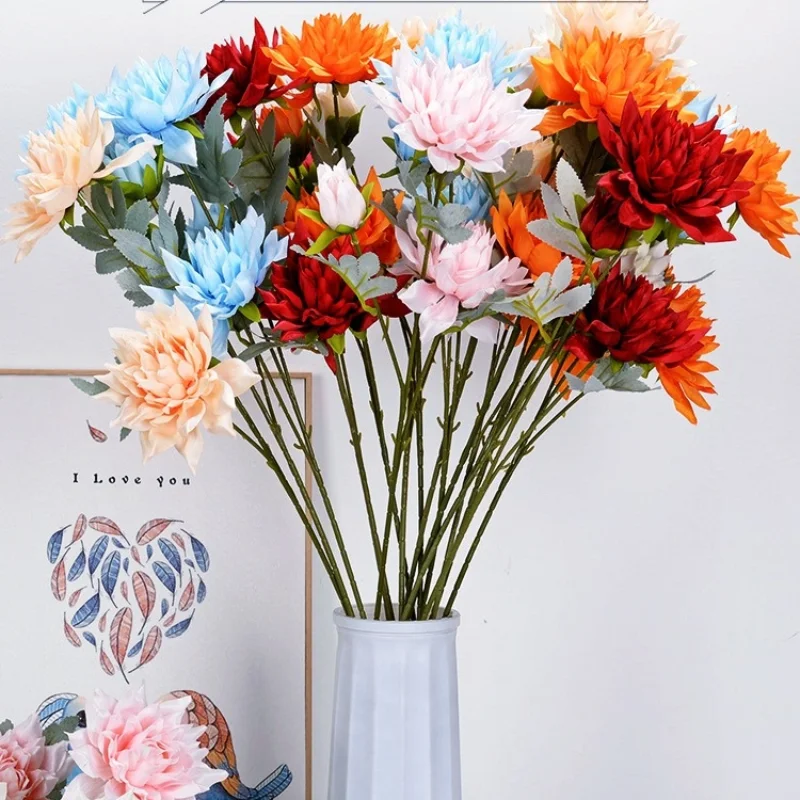 

Artificial Flower Single Branch65cm 3 head Dahlias Wedding, Holiday, Party Scene Arrangement, Valentine's Day Gift Home Decorate