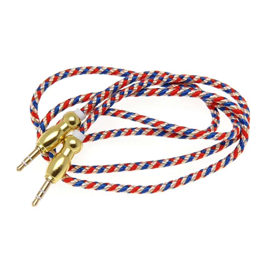 

Nylon Braided AUX Gourd Style Metal Head Durable 3.5mm Male To Male Audio Cable Plug AUX Cable for Mp3 Speaker Palyer 50pcs/lot