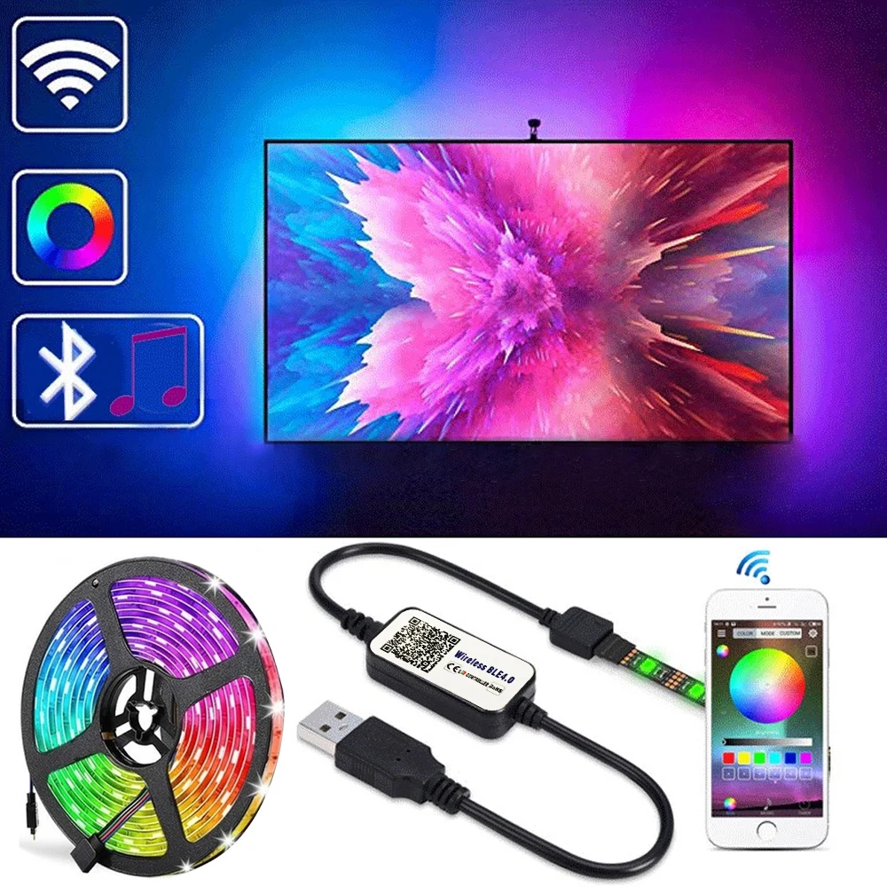 Bluetooth Светодиодные ленты светильник RGB 5050 SMD гибкая лента Водонепроницаемый