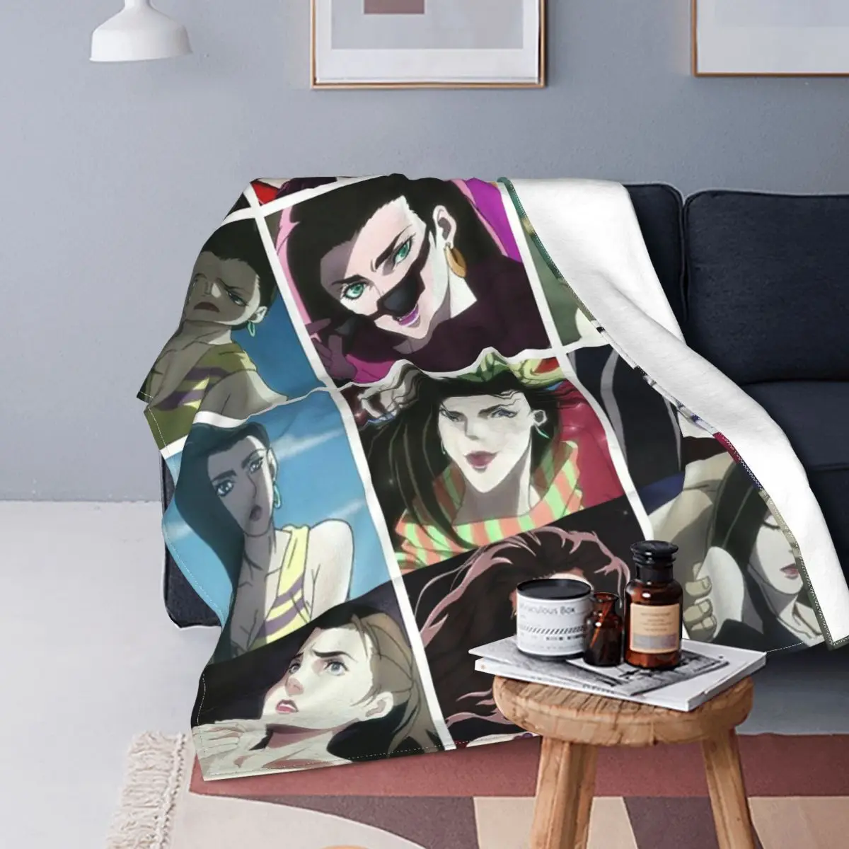 

Lisa Japanese Anime Flannel Blankets Jojo's Bizarre Adventure Awesome Throw Blankets for Sofa Bedding Lounge Plush Thin Quilt