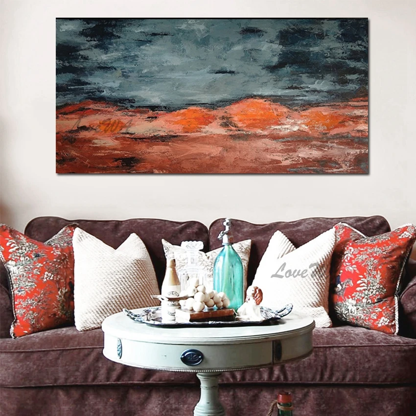 

No Framed 3 Panels Contemporary Abstract Oil Painting Color Is Dark With Black And Red Artwork 100% Hand Painted Decor For Home