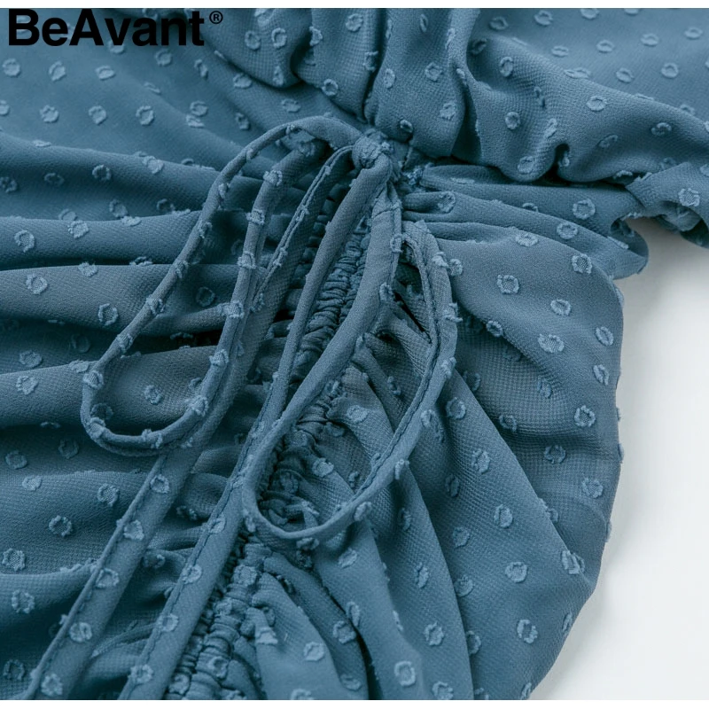 BeAvant/осеннее платье в горошек с рюшами, женское Элегантное зимнее офисное платье с длинными рукавами и шнуровкой, вечерние мини-платья в стиле ретро