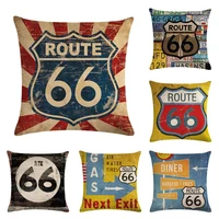hot sales%ef%bc%81%ef%bc%81%ef%bc%81new arrival vintage route 66 linen pillow case soft cover sofa home office decor wholesale dropshipping