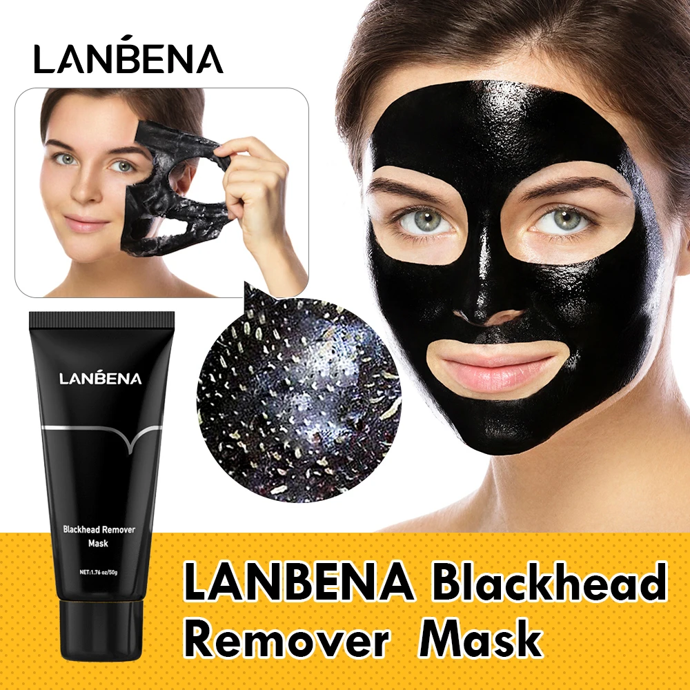 

LANBENA маска для удаления черных точек, белых точек, черная маска для пилинга, прозрачная сужающая поры, Подтягивающая кожу, уход за лицом 50 г