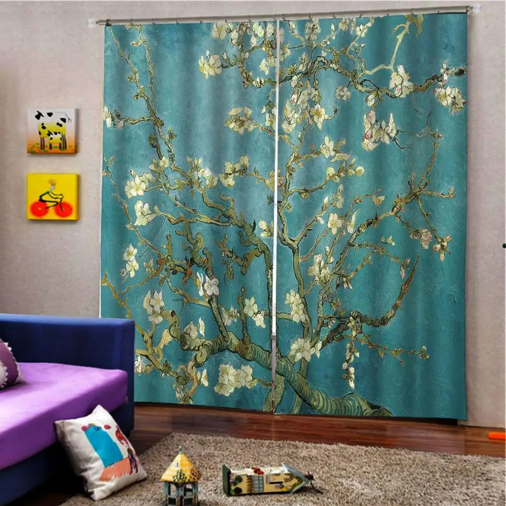 Chinese Style Flower and Bird Curtain For Living room Bedroom Blackout Window Drapes Indoor Decor Customizable any size | Дом и сад