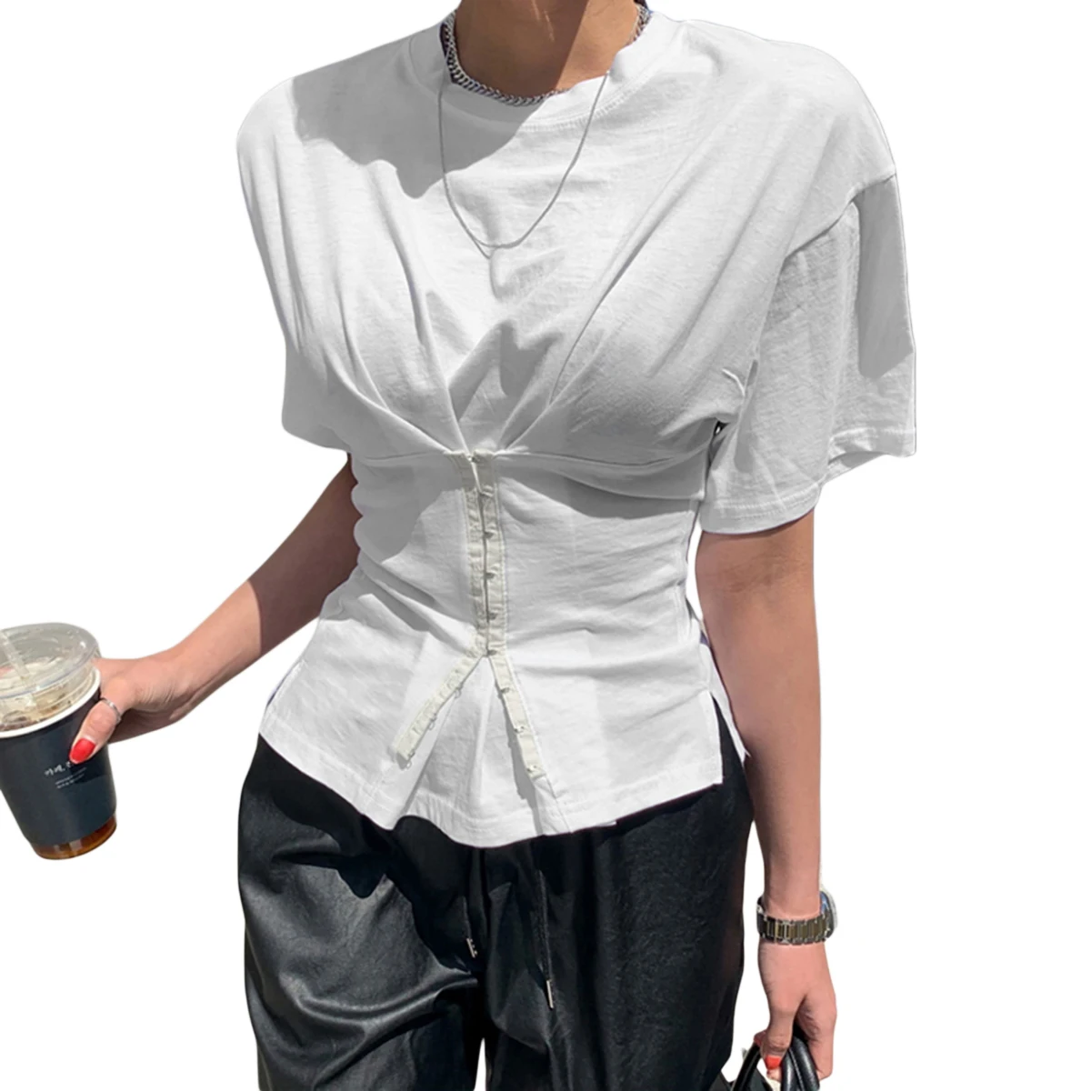 Женские летние футболки с круглым вырезом белая туника коротким рукавом рубашки