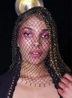 2021 new luxury diamond headscarf rhine stone cover hair ornament womens hollow mesh crystal headdress facial accessories