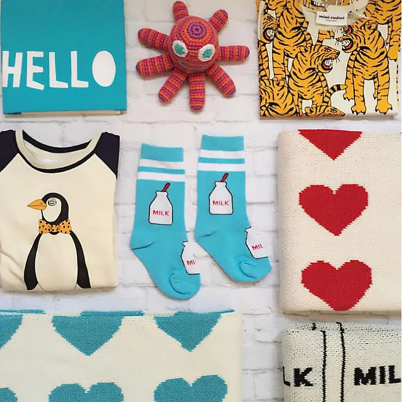 Модные детские носки-трубки с изображением молочного лебедя милые брендовые