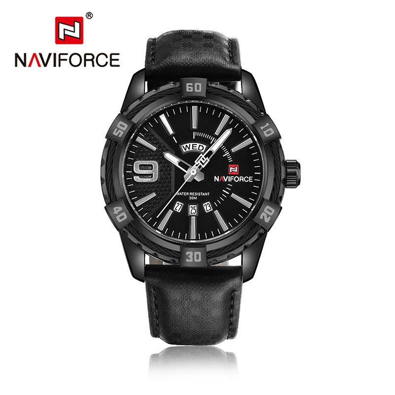 BB NAVIFORCE мужские спортивные часы брендовые Роскошные водонепроницаемые кварцевые наручные часы мужские военные спортивные часы Кожаный календарь relogios - Цвет: BB
