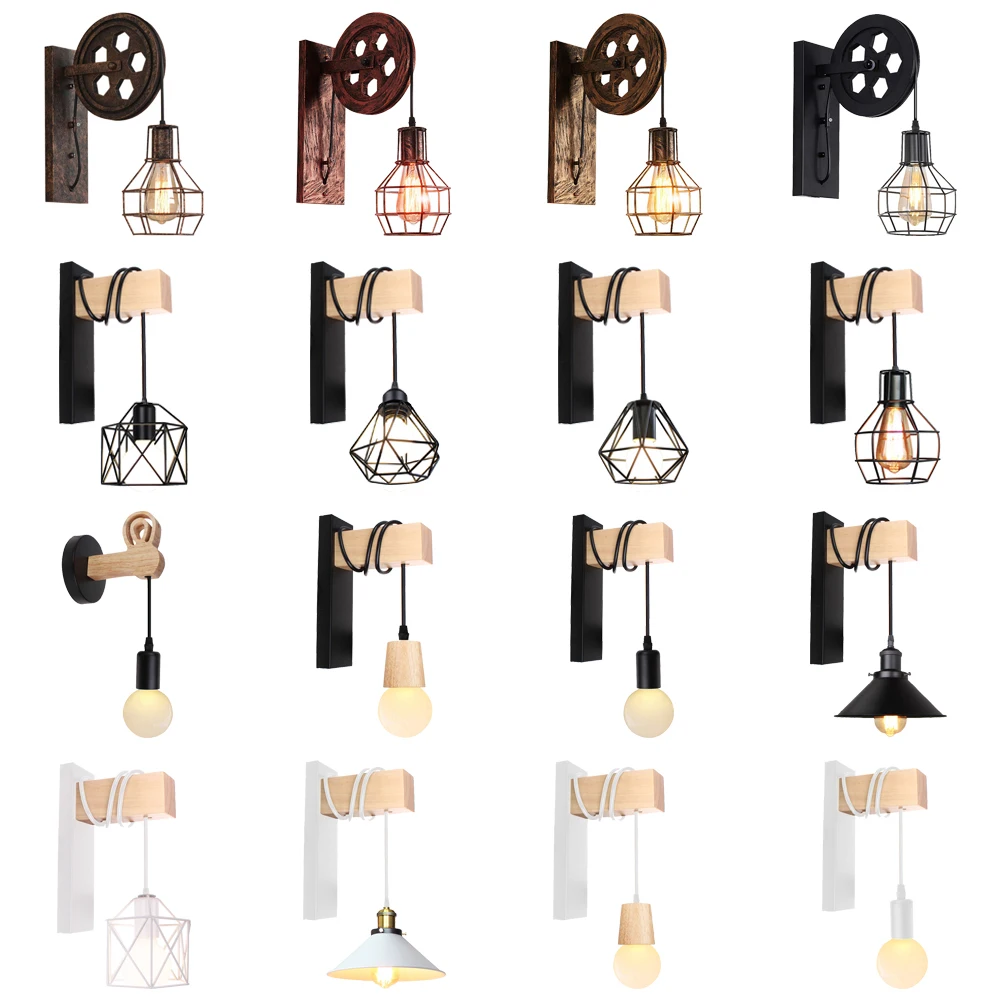 

Vintage Industrial Wall Light Shade Ceiling Lifting Pulley Retro Loft Lamp Cafe Bar Adjustable Sconce Fixture Lighting Home Deco