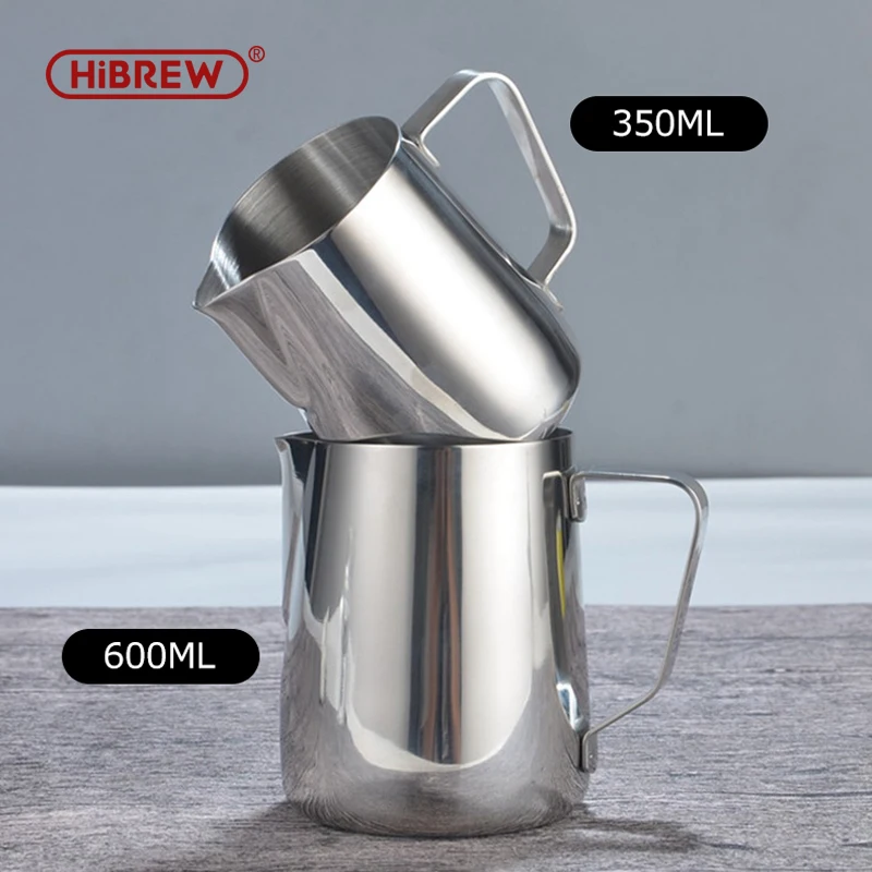 

HiBREW Stainless Steel Frothing Coffee Pitcher Pull Flower Cup Cappuccino Milk Pot Espresso Latte Art Milk Frother Frothing Jug