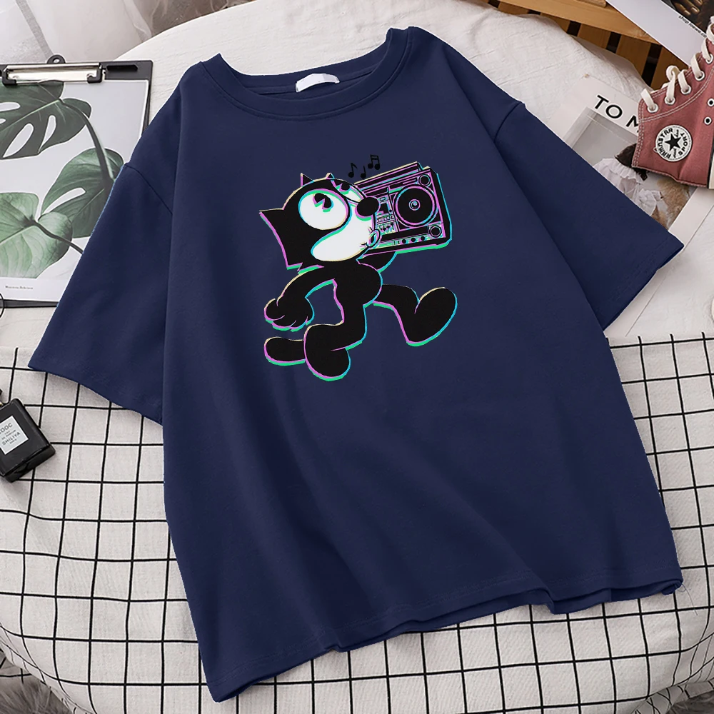 Модные стильные футболки Felix Fox для женщин модные Аниме свободная одежда оверсайз