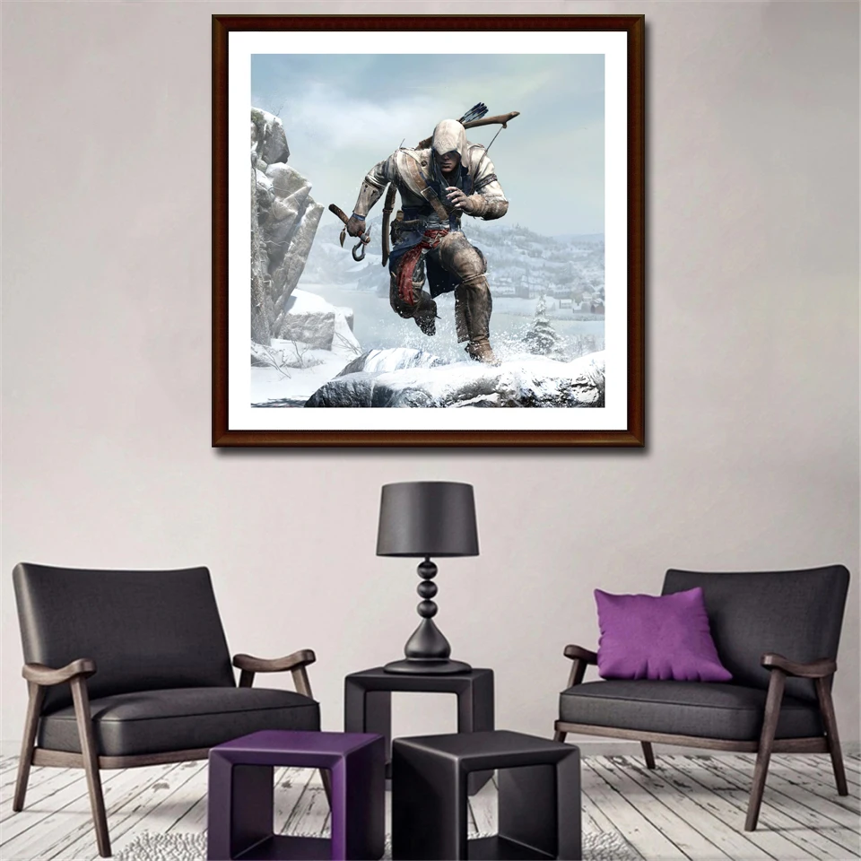 DIY Алмазная краска Assassin's Creed Aigio Snow Run игла живая инкрустация Вышивка Фото