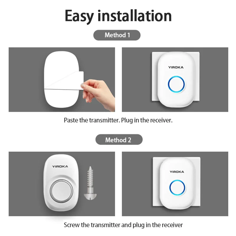 

Self Power Home Security Welcome Wireless Doorbell Smart Chimes LED Door Bell Alarm 58 Song Waterproof With PIR Plug-in Receiver
