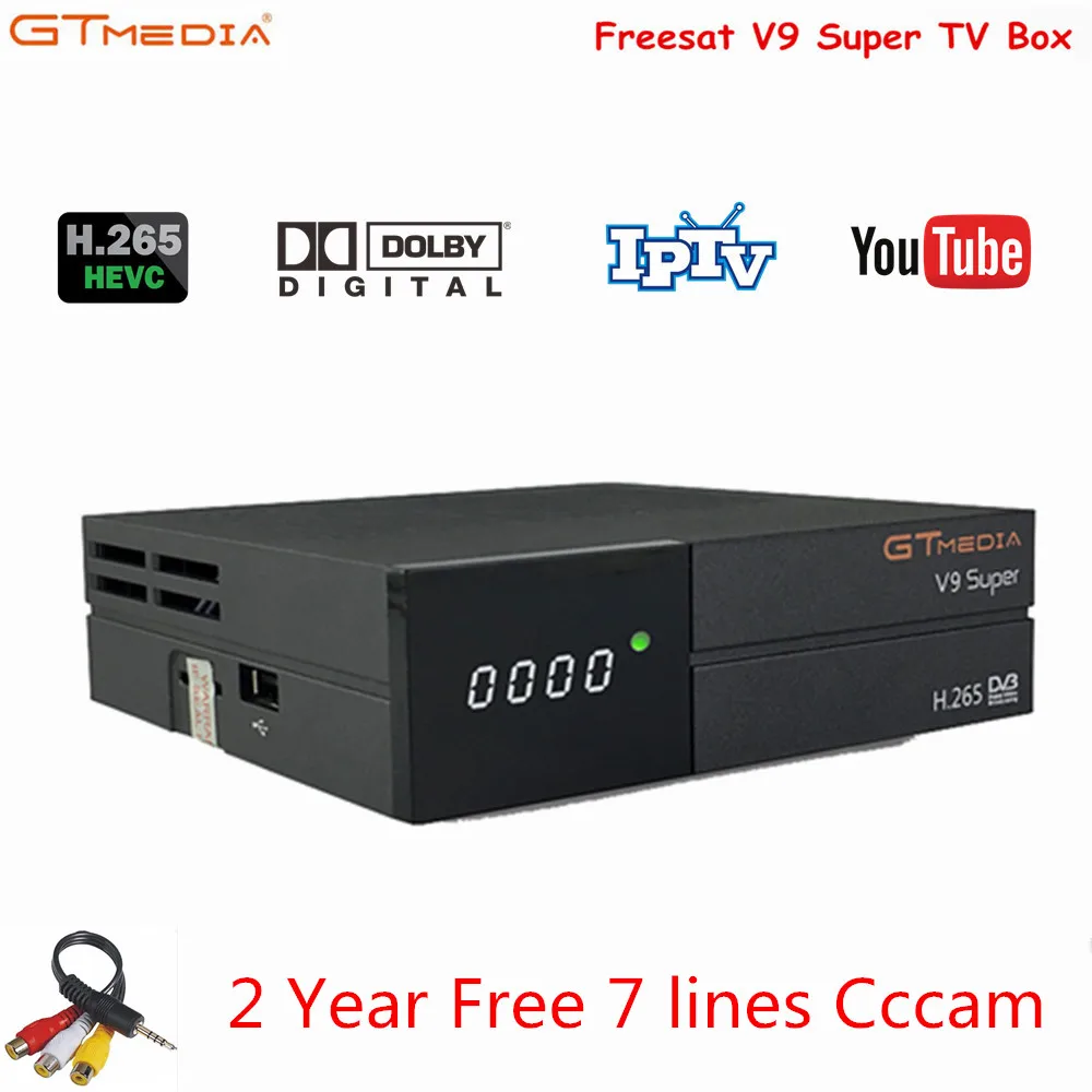 Gtmedia V9 супер-цифра спутниковый телевизионный ресивер HD 1080 P DVB-S2 Встроенный Wi-Fi, H.265 Поддержка Cccam AC3 IP ТВ Youtube Freesat ТВ комплект-Tet коробка