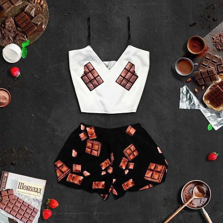 Женские пижамные комплекты Supihs привлекательные из 2 предметов с принтом следы и