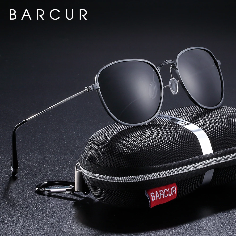 BARCUR New Aluminum Hexagon Design Sunglasses Men Polarized Sun Glasses for Women Goggle Oculos de sol masculino
