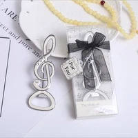 50pcslot wedding gifts personalized beer opener creative musical note with exquisite box alloy presents for party guest