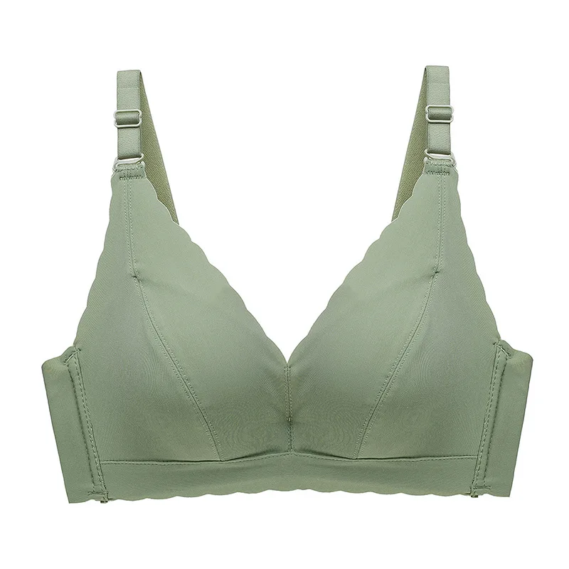 

Sexy underwear women no rims small chest deep V gathered thin bra cup