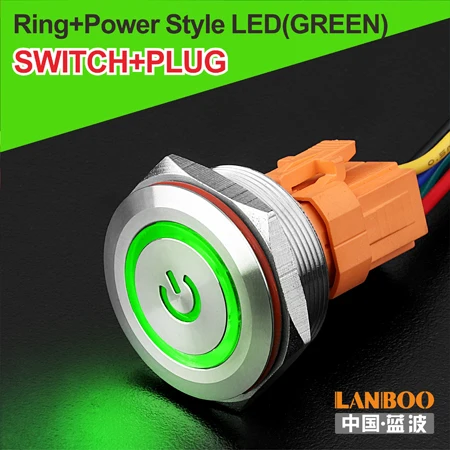 G Power Button Plug 30 мм Одноместный двухполюсный DPDT кнопочный переключатель двери схема с светильник 12V24V220V - Цвет: G Power Button Plug
