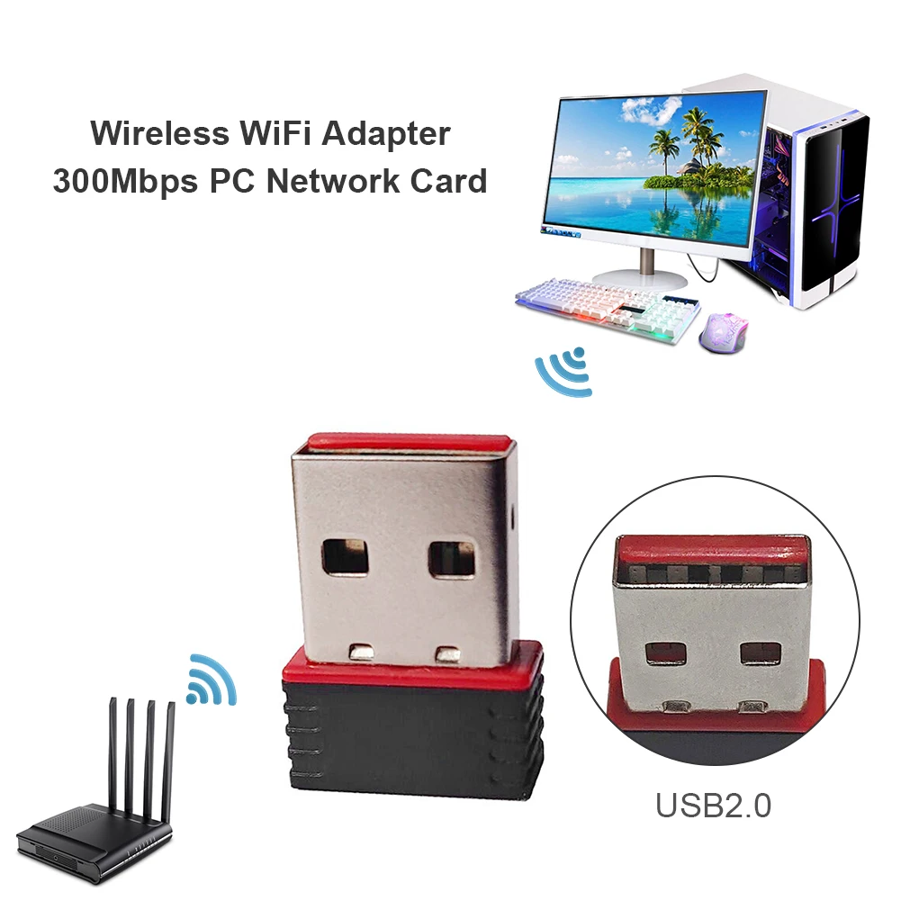 300 Мбит/с 2 4 ГГц Беспроводной мини usb-адаптер Wi-Fi USB2.0 приемник модем для RG351P Игровая