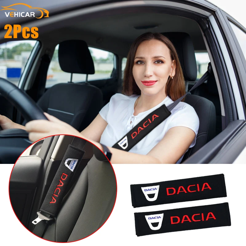 

VEHICAR 2PCS Car Seat Belt Pads Protect Shoulder Cotton Safety Belt Covers For Dacia DIY Vehicle Auto Accessories