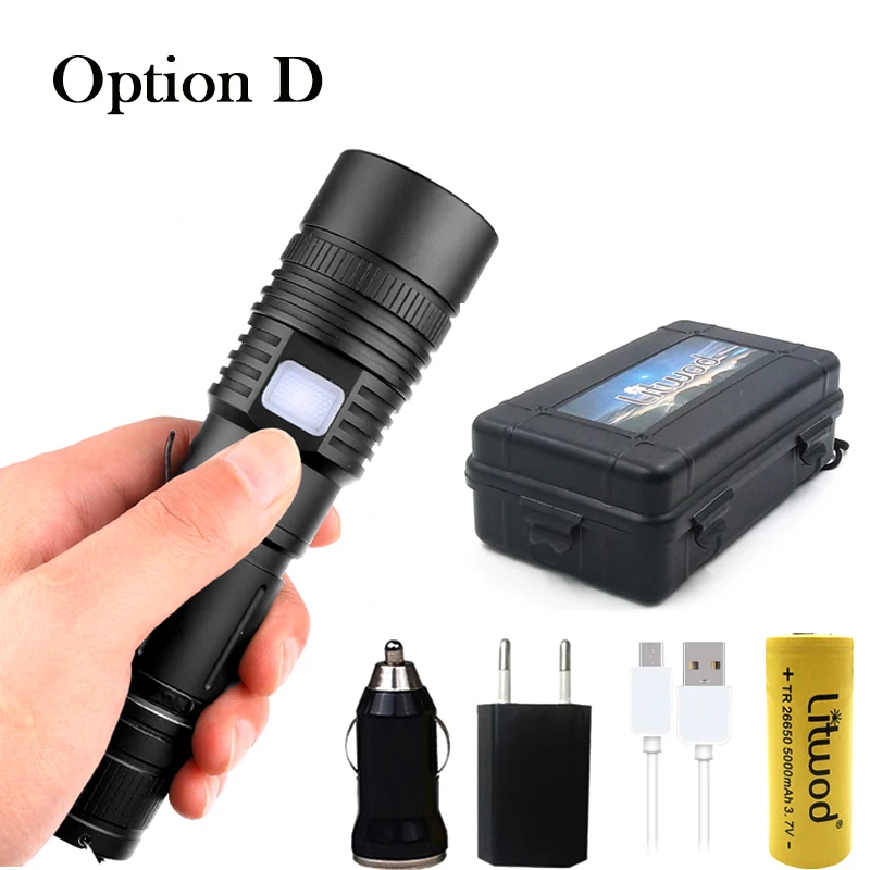 Option D Litwod Z40 80000lm xhp70.2& xhp50 самый мощный светодиодный фонарик 26650 фонарик USB фонарь 18650 охотничья лампа ручной свет - Испускаемый цвет: Option D