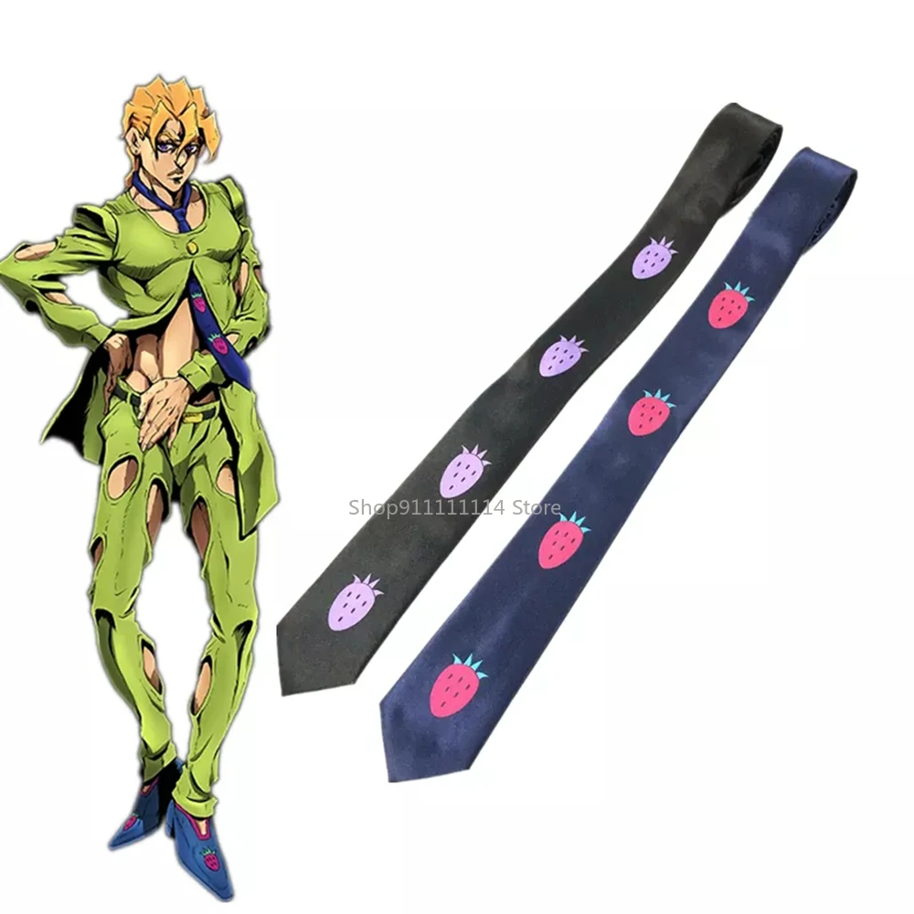 

JoJo's Bizarre Adventure Tie Necktie Adult Small Strawberry Tie Kujo Jotaro High Quality Cosplay Accessories Pannacotta Fugo