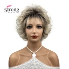 StrongBeauty Женские синтетические парики, многослойный Короткий прямой парик с вырезом Пикси