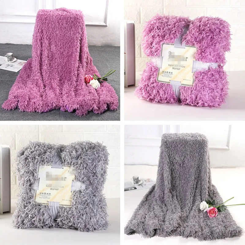 Wrap blanket Faux Fur Blanket Double Layer Soft Blanket/Long Plush Coverlet Sofa Cover Winter Warm Sheets Easy Wash | Дом и сад