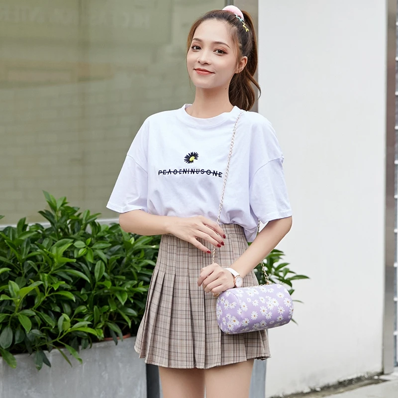 Женская сумка на плечо сумка-барабан с цветочным рисунком модная