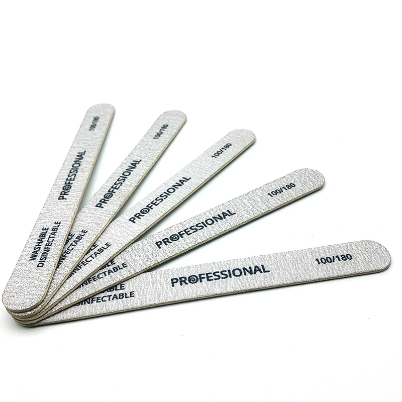 

10pcs/lot Professional Wooden Nail Files 100/180 Grit Grey Straight Thick Sandpaper Sanding Buffer Files Beauty Tools DIY Salon