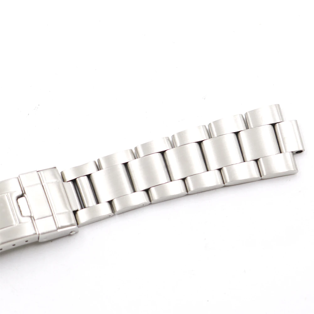 

Rolamy 20mm 316L Steel Watch Band Hollow Curved End Glide Lock Clasp Silver Brushed Bracelet for Rolex VINTAGE Submariner Oyster