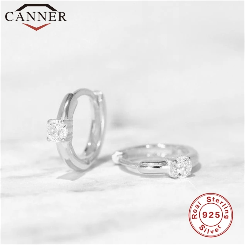 silver 925 пробы, серебряные, Кристальные, CZ серьги-кольца для женщин, простые, роскошные, Круглые, циркониевые серьги, золотые, серебряные, модные ювелирные изделия - Окраска металла: silver