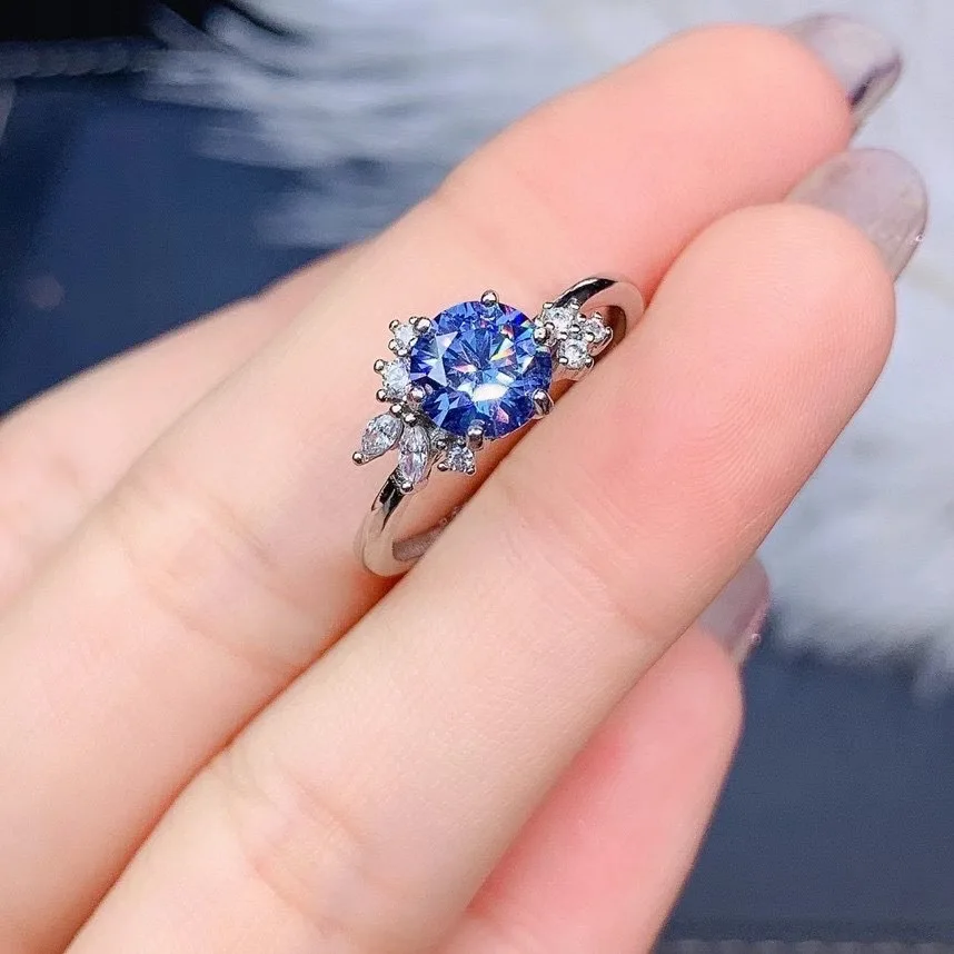 

Серьги с мусанитом и бриллиантами 1 Ct D Color 925 SilverBlue, прошедшие проверку, ювелирные изделия VVS1, Серьги с драгоценными камнями, Распродажа с бес...