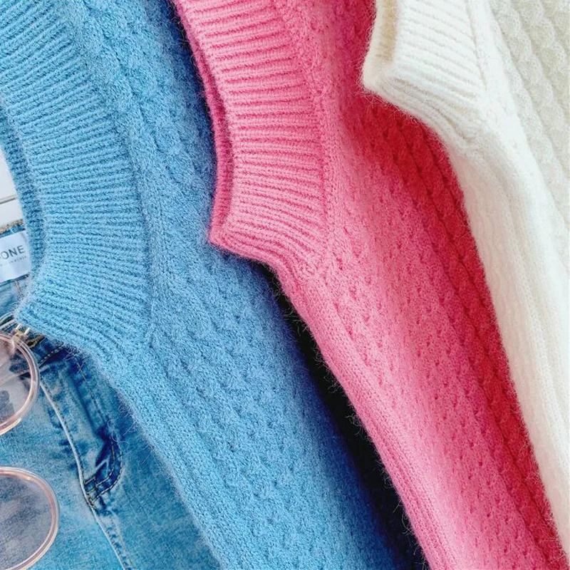 

Spring and autumn waistcoat women's vest casual solid color round neck sleeveless loose knitted vest