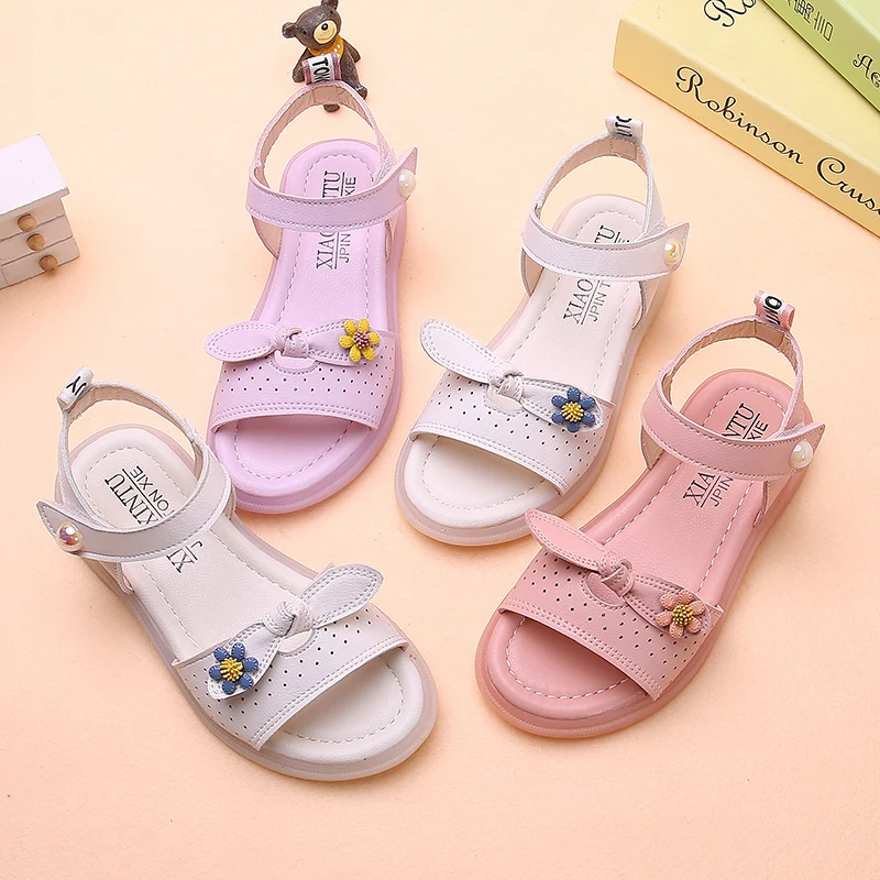 

2021 Summer New Bowtie Kids Girls Sandals Children Cute Casual Sweet Princess Sandals Toddler Baby Student Outdoor Beach Shoes