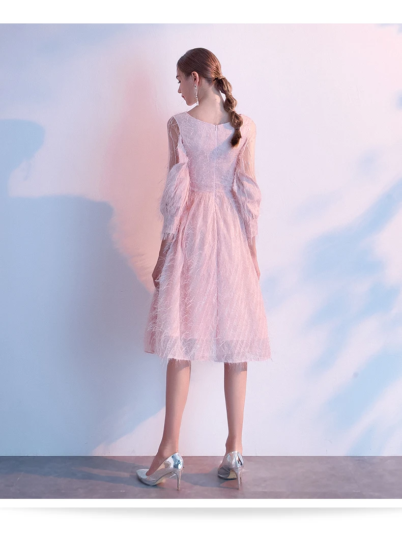 AE630 Robe de Soiree Courte розовое винтажное кружевное вечернее платье с v-образным вырезом Вечерние платья Vestido de Festa