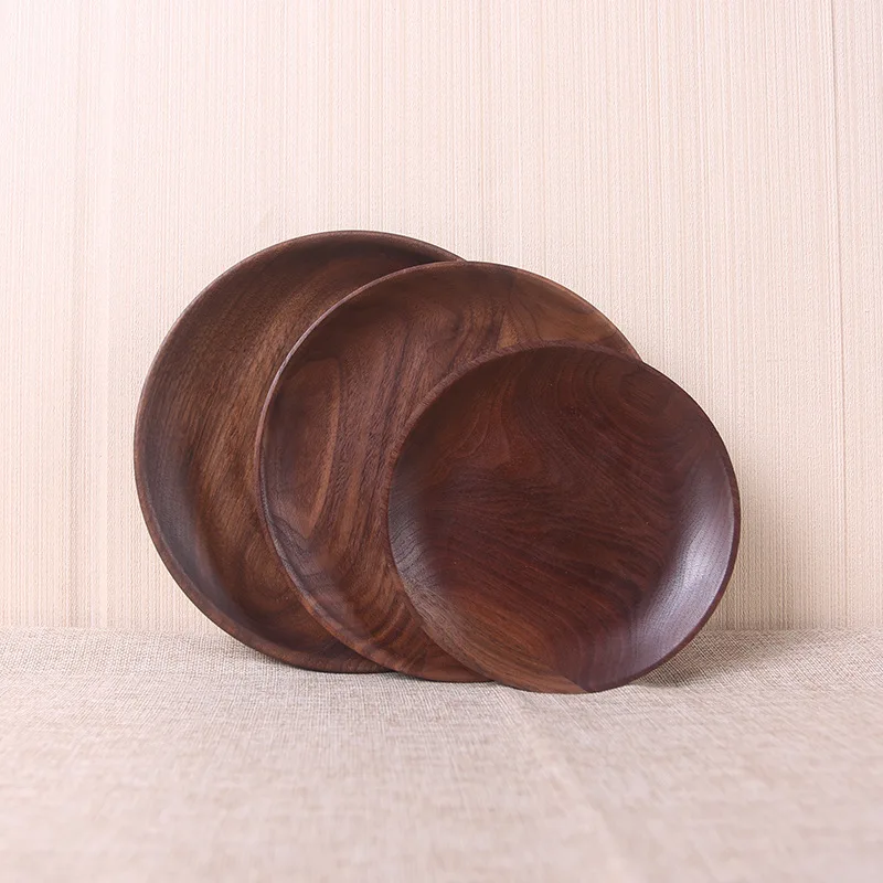 Деревянная тарелка для суши круглая деревянная плитка из ореха Женская посуда