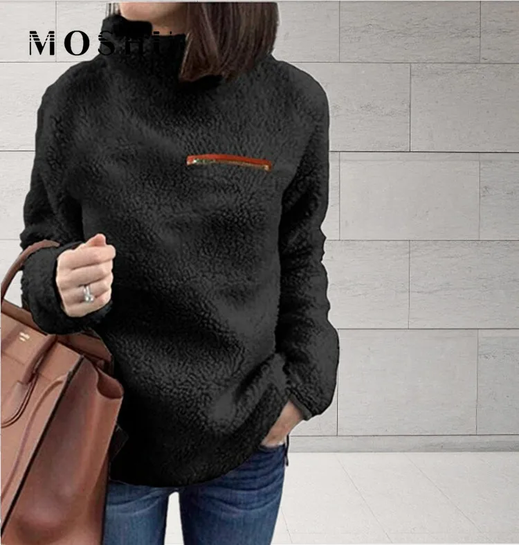 Sweater Women Winter Clothes Turtleneck Fluffy Fleece Warm Pullovers Fashion Long Sleeve Jumpers Pull Femme 2020 | Женская одежда