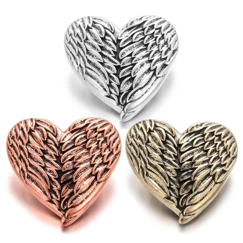 Новые металлические кнопки с крыльями ангела сердечками 18 мм|Браслеты шармами| |