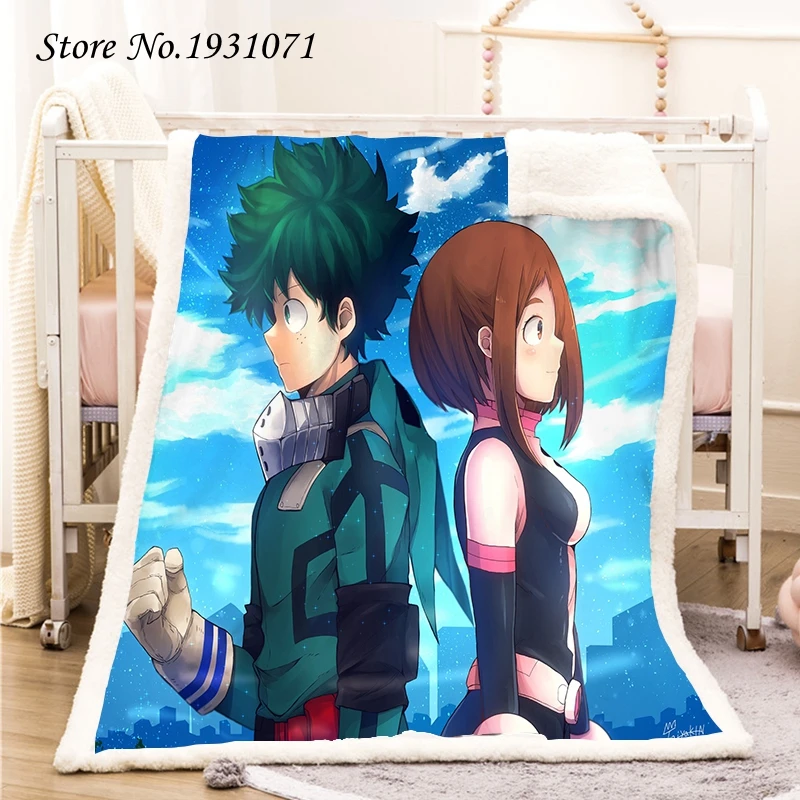 Флисовое одеяло с 3D принтом аниме Моя геройская Академия толстое для кровати