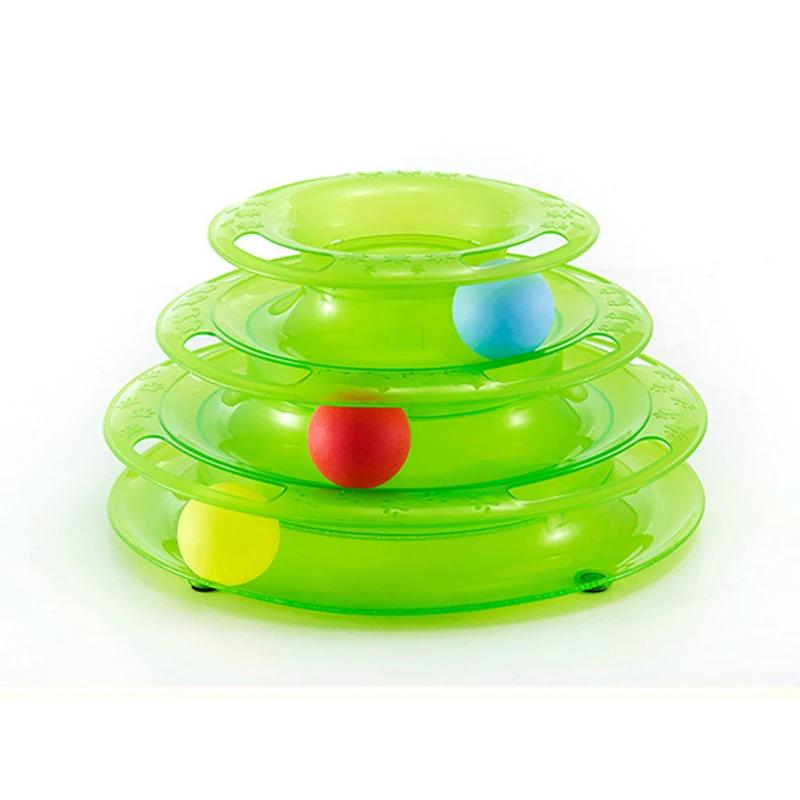 Funny Cat Toy Pet Intelligence Three-layer Ball Tower Triple Play Disc Three of Tracks Turntable Products | Дом и сад