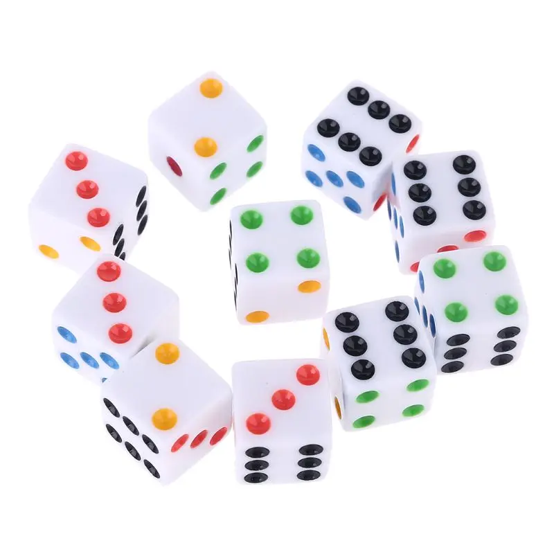 

Free shipping 10pcs/set D6 Six Sided Spot Dice Square Opaque 15mm Dices Role Playing Game for Bar Pub Club Party